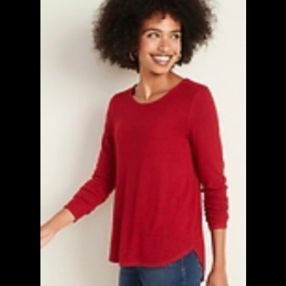 Old Navy Red Plush Knit Long Sleeve Shirt Small & Tumbler